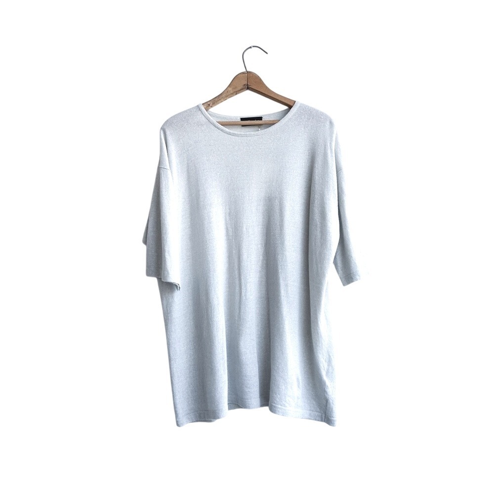 Eskander Hand-loomed Linen/Cashmere Semi-Sheer Short Sleeve‎ Sweater - OS